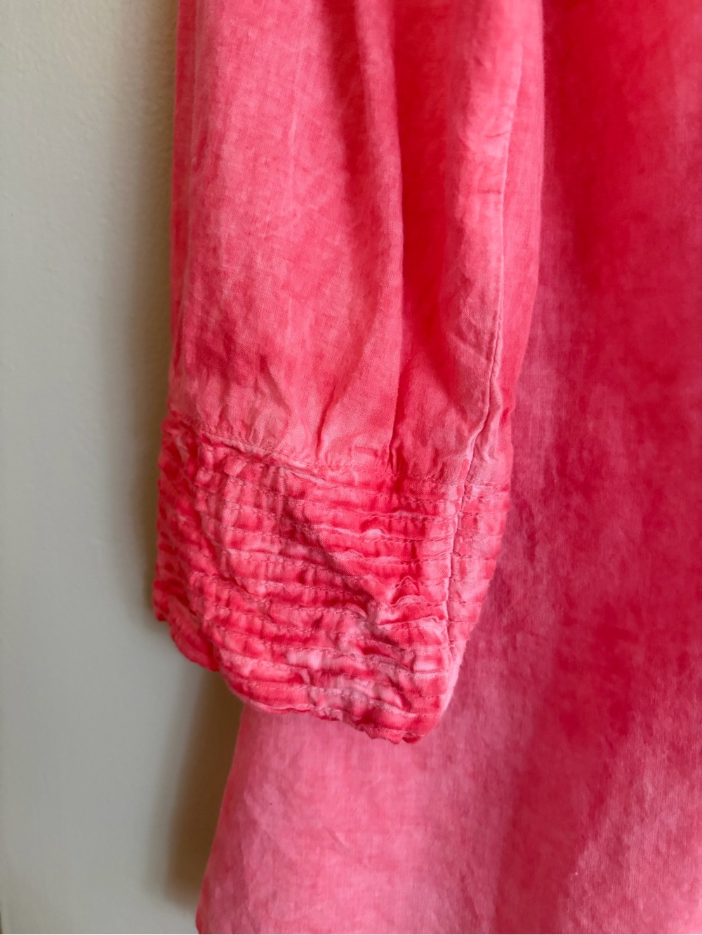 Parsley Sage Cotton Embroidered Tunic Blouse XL Coral Pink Lagenlook Mori Boho - Picture 4 of 16